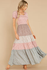 4 Since Then Pink And Sage Floral Print Maxi Dress at reddress.com