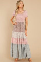 6 Since Then Pink And Sage Floral Print Maxi Dress at reddress.com