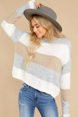 5 Call My Lovely Grey Stripe Sweater at reddress.com