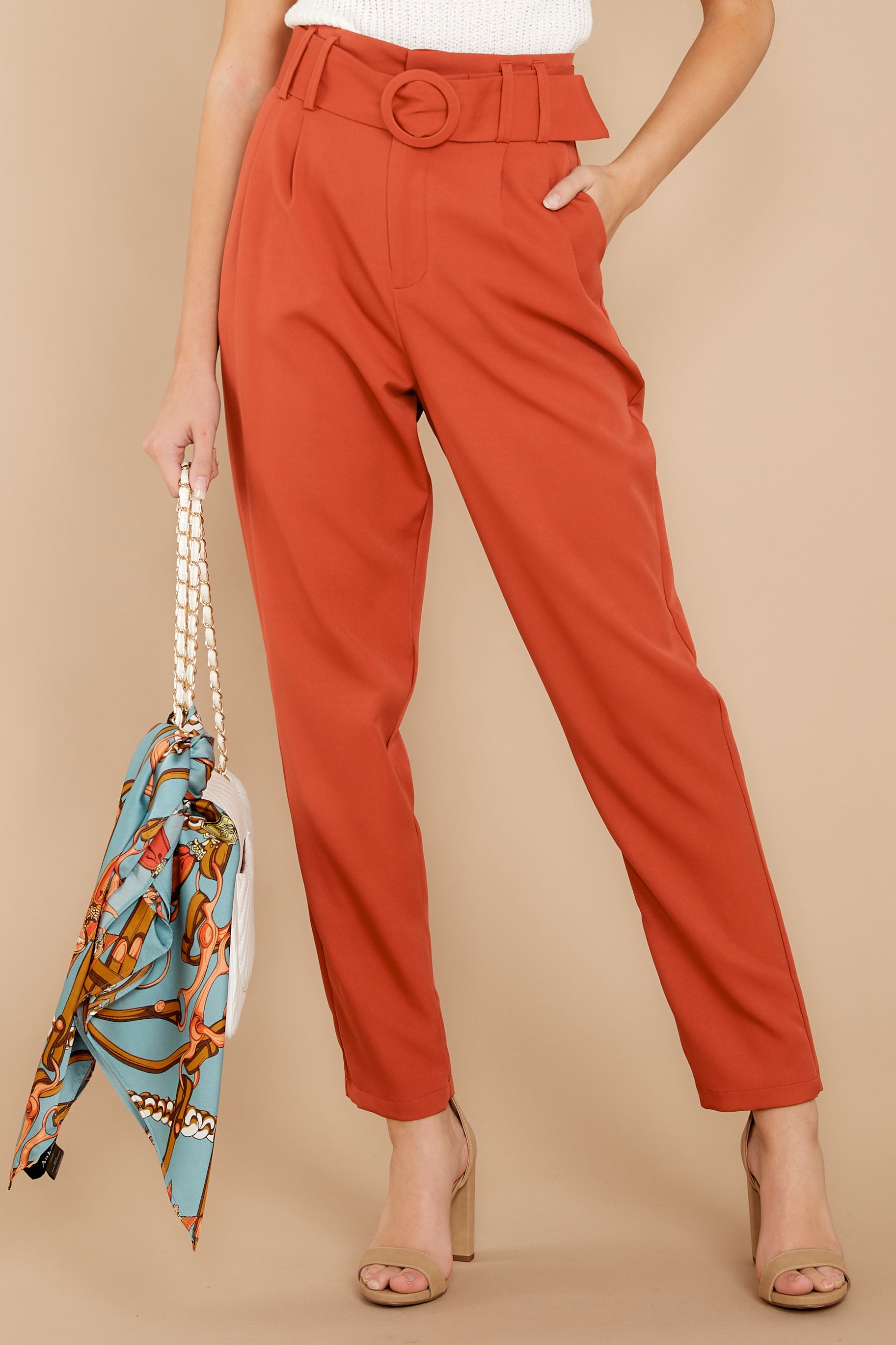 1 Into The Office Coral Orange Pants at reddress.com