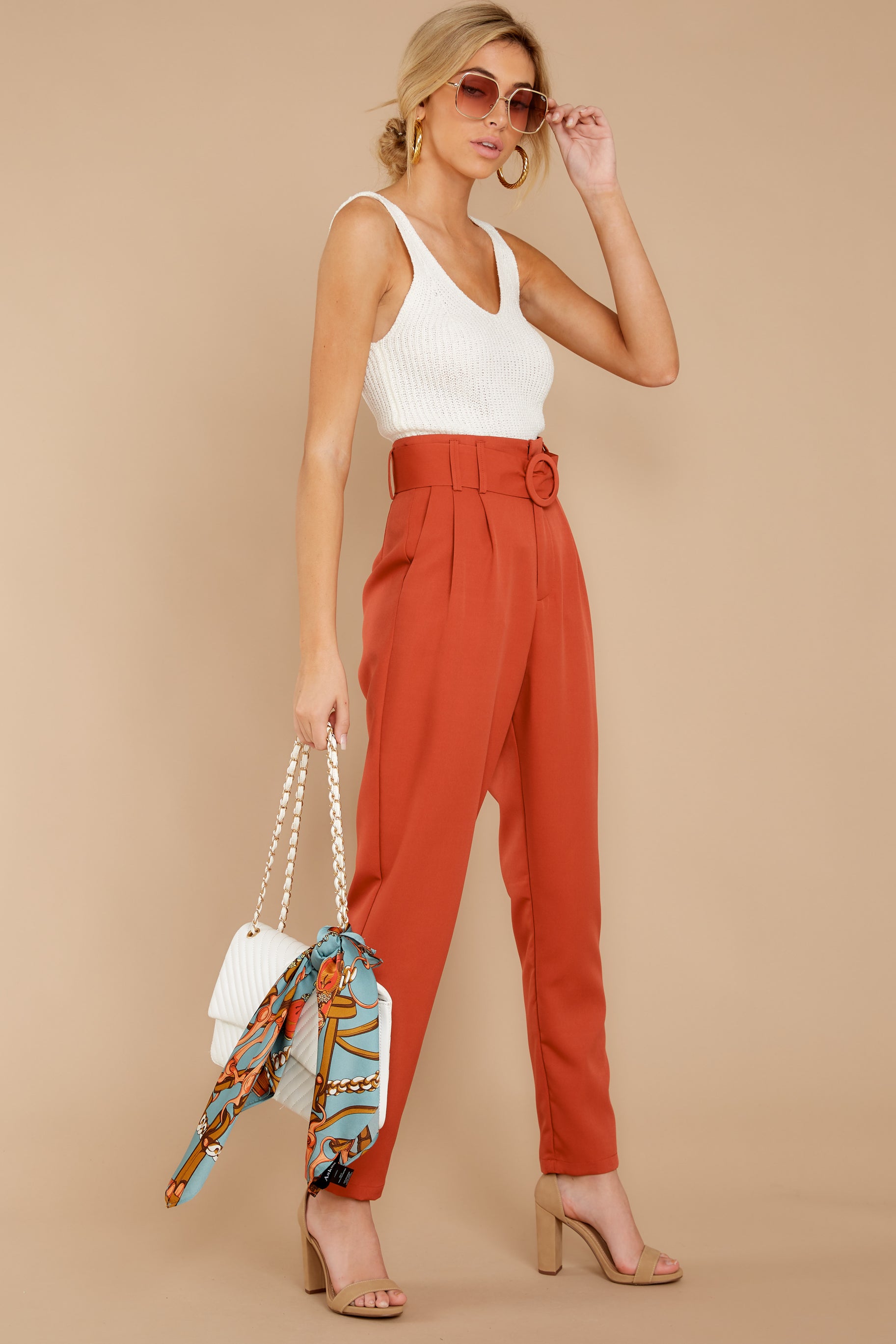 6 Into The Office Coral Orange Pants at reddress.com