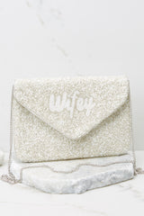 4 Ready For A Kiss White And Silver Beaded Clutch at reddress.com