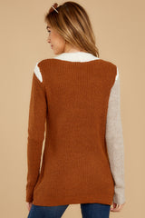 8 Now And Then Copper Multi Sweater at reddress.com