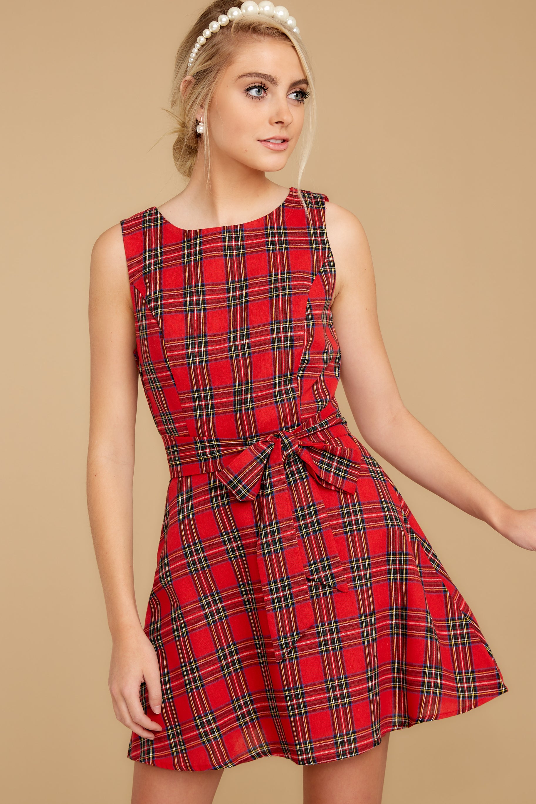 4 My Gift To You Red Plaid Dress at reddress.com