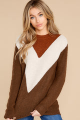 6 Around Town Square Oatmeal And Brown Multi Sweater at reddress.com