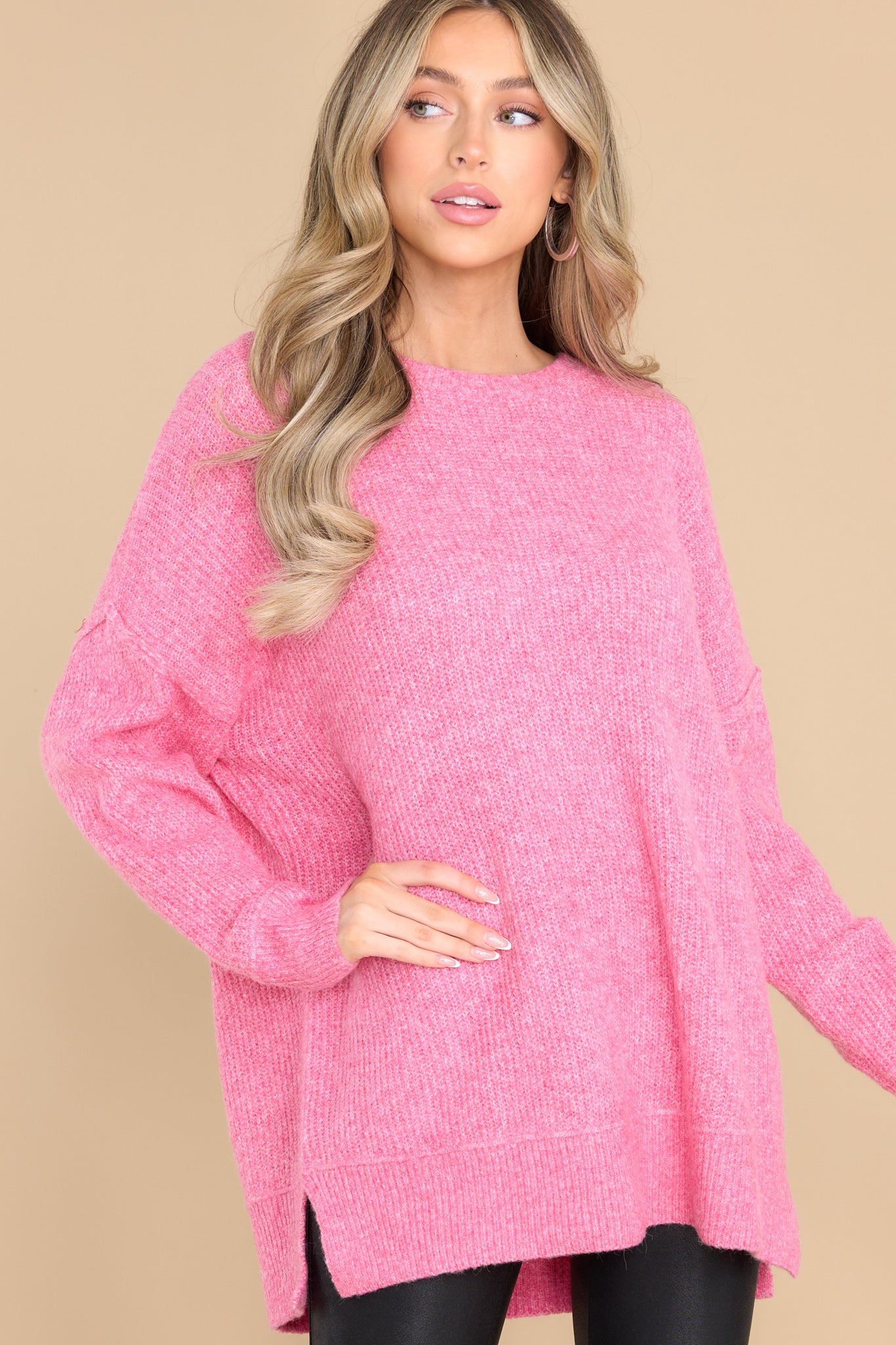 7 Constantly Cozy Hot Pink Sweater at reddress.com