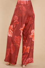 3 Rosy View Red Floral Print Pants at reddress.com