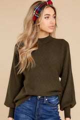 4 Thinking About Tomorrow Dark Olive Sweater at reddress.com