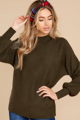 8 Thinking About Tomorrow Dark Olive Sweater at reddress.com