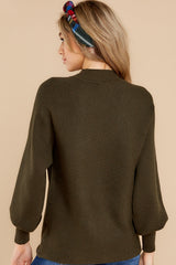 9 Thinking About Tomorrow Dark Olive Sweater at reddress.com