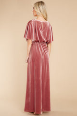 7 Ready For Tonight Mauve Velvet Maxi Dress at reddress.com