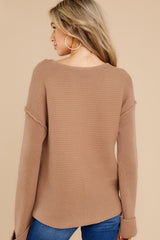 10 In The Lines Tan Sweater at reddress.com