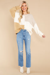 1 The Snuggle Is Real Ivory Colorblock Sweater at reddress.com