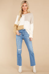2 The Snuggle Is Real Ivory Colorblock Sweater at reddress.com