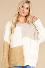 7 The Snuggle Is Real Ivory Colorblock Sweater at reddress.com