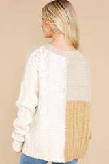 8 The Snuggle Is Real Ivory Colorblock Sweater at reddress.com