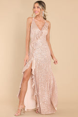 7 What's More Exciting Rose Gold Sequin Maxi Dress at reddress.com