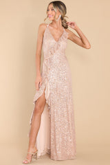 8 What's More Exciting Rose Gold Sequin Maxi Dress at reddress.com