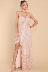 1 What's More Exciting Rose Gold Sequin Maxi Dress at reddress.com