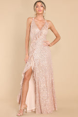 5 What's More Exciting Rose Gold Sequin Maxi Dress at reddress.com