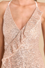2 What's More Exciting Rose Gold Sequin Maxi Dress at reddress.com