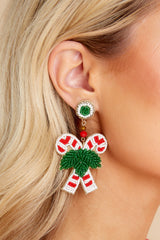 1 Taste Of Cozy Red And White Beaded Earrings at reddress.com