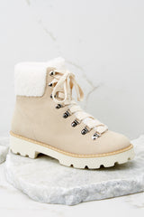 2 Through Everything Beige Lace-Up Boots at reddress.com