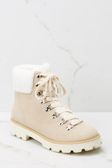 3 Through Everything Beige Lace-Up Boots at reddress.com