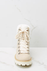 4 Through Everything Beige Lace-Up Boots at reddress.com