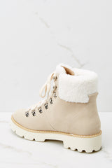 5 Through Everything Beige Lace-Up Boots at reddress.com