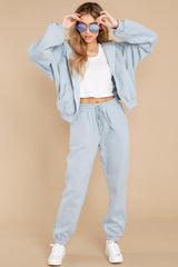 2 Up Front Dusty Blue Zip-Up Hoodie at reddress.com