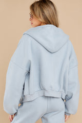 9 Up Front Dusty Blue Zip-Up Hoodie at reddress.com
