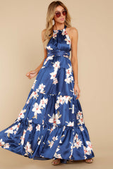 4 Start Of Something Navy Floral Print Maxi Dress at reddress.com