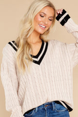 4 Simply Obsessed Beige And Black Sweater at reddress.com