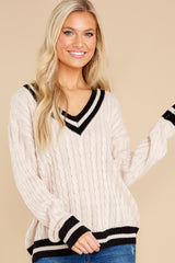 5 Simply Obsessed Beige And Black Sweater at reddress.com