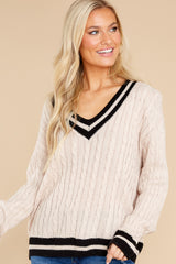 6 Simply Obsessed Beige And Black Sweater at reddress.com