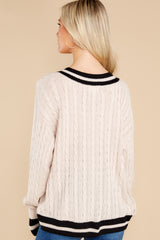 7 Simply Obsessed Beige And Black Sweater at reddress.com