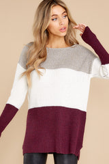 5 When You're Ready Taupe And Plum Multi Sweater at reddress.com
