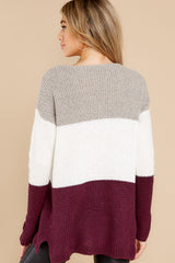 9 When You're Ready Taupe And Plum Multi Sweater at reddress.com