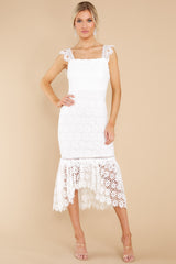 8 Vintage Beauty White Lace Midi Dress at reddress.com