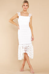 7 Vintage Beauty White Lace Midi Dress at reddress.com