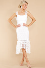 5 Vintage Beauty White Lace Midi Dress at reddress.com
