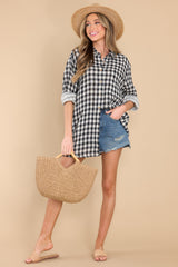 4 Word To The Wise Black Plaid Top at reddress.com