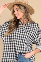 6 Word To The Wise Black Plaid Top at reddress.com