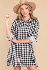 8 Word To The Wise Black Plaid Top at reddress.com