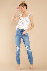 2 Spread Joy White Embroidered Floral Top at reddress.com