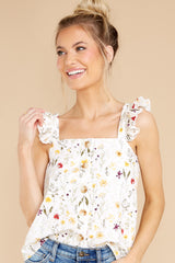 5 Spread Joy White Embroidered Floral Top at reddress.com