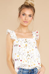 4 Spread Joy White Embroidered Floral Top at reddress.com