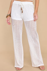 1 Come Rain Or Shine White Crochet Pants at reddress.com