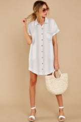 4 A Promising Horizon White Multi Stripe Shirt Dress at reddress.com
